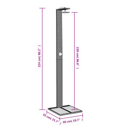 Douche d'extérieur beige 50x55x224cm résine tressée bois acacia