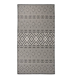 Tapis à tissage plat d'extérieur 80x150 cm Rayures noires