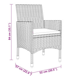 Ensemble de salle à manger de jardin 3 pcs Résine tressée Gris