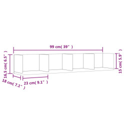 Armoires murales 2 pcs blanc 99x18x16,5 cm bois d'ingénierie