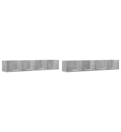 Armoires murales 2pcs gris béton 99x18x16,5cm bois d'ingénierie