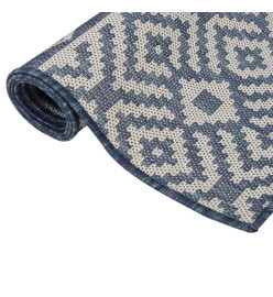 Tapis à tissage plat d'extérieur 80x250 cm Rayures bleues
