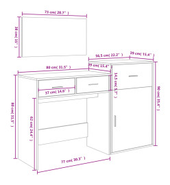 Ensemble de coiffeuse 3 pcs blanc bois d'ingénierie