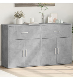 Buffets 2 pcs gris béton 60x31x70 cm bois d'ingénierie