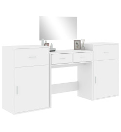 Ensemble de coiffeuse 4 pcs blanc bois d'ingénierie