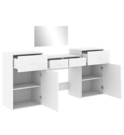 Ensemble de coiffeuse 4 pcs blanc bois d'ingénierie