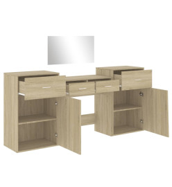 Ensemble de coiffeuse 4 pcs chêne sonoma bois d'ingénierie