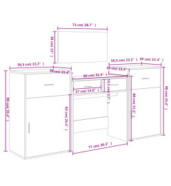 Ensemble de coiffeuse 4 pcs chêne marron bois d'ingénierie