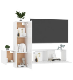 Ensemble de meubles TV 3 pcs Blanc brillant Aggloméré