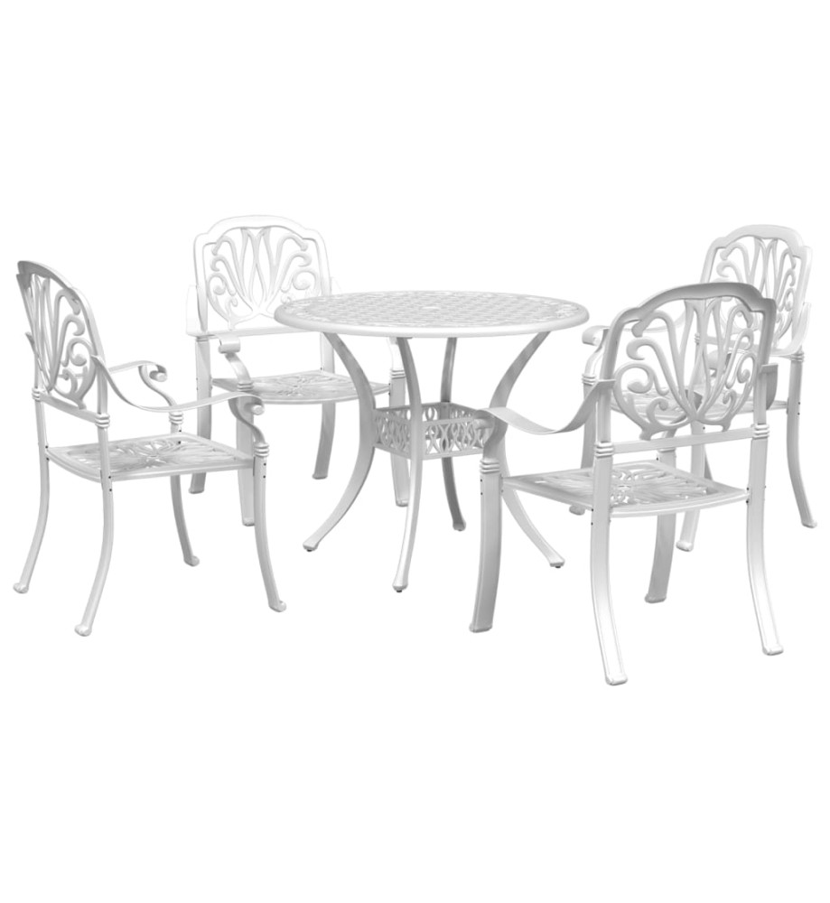 Ensemble à manger de jardin 5 pcs blanc aluminium coulé Ensemble à manger de jardin 5 pcs blanc aluminium coulé