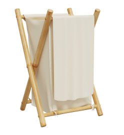 Panier à linge blanc crème 41,5x36x63,5 cm bambou