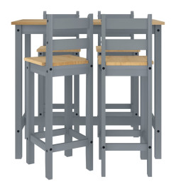 Ensemble de bar 5 pcs Gris Bois de pin massif