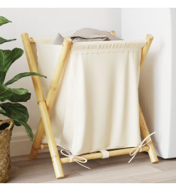 Panier à linge blanc crème 45x55x63,5 cm bambou