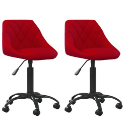 Chaises à manger pivotantes lot de 2 rouge bordeaux velours