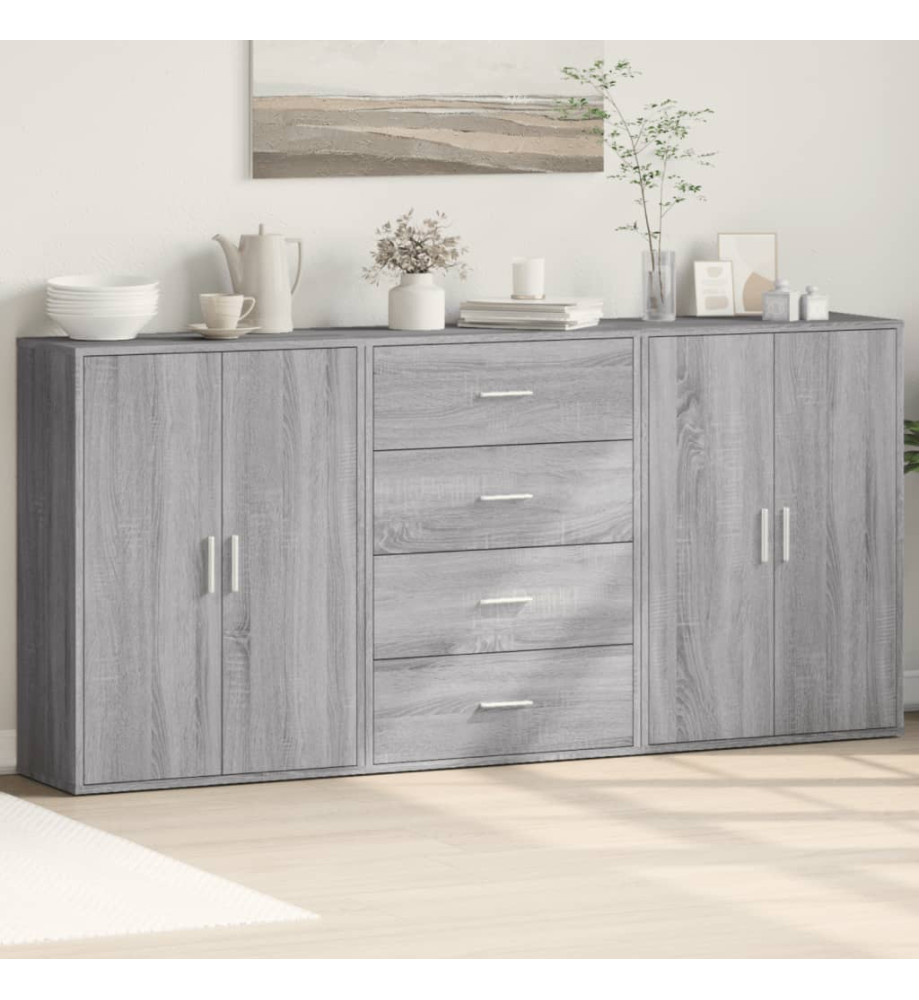 Buffets 3 pcs sonoma gris 60x31x84 cm bois d'ingénierie Buffets 3 pcs sonoma gris 60x31x84 cm bois d'ingénierie