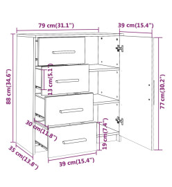 Buffet Chêne fumé 79x35x88 cm Bois d'ingénierie