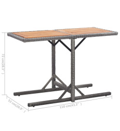 Table de jardin Anthracite Résine tressée et bois d'acacia