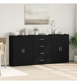 Buffets 3 pcs noir 60x31x84 cm bois d'ingénierie