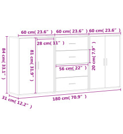 Buffets 3 pcs noir 60x31x84 cm bois d'ingénierie