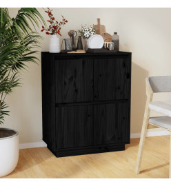 Buffet Noir 60x34x75 cm Bois massif de pin