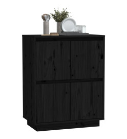 Buffet Noir 60x34x75 cm Bois massif de pin