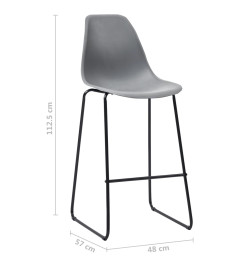 Tabourets de bar lot de 2 gris plastique