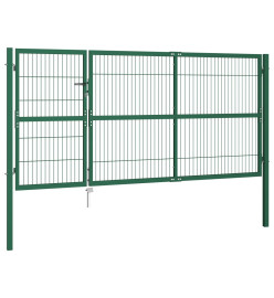 Portail de clôture de jardin avec poteaux 350x140 cm Acier Vert