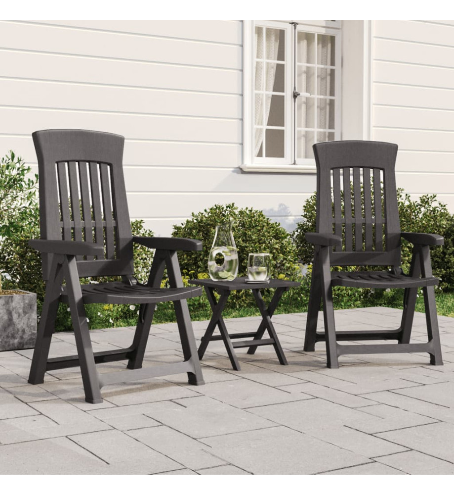 Chaises inclinables de jardin 2 pcs anthracite PP