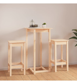 Ensemble de bar 3 pcs Bois de pin massif