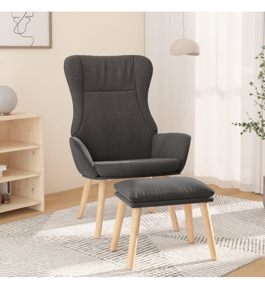 Chaise de relaxation avec repose-pied Gris foncé Tissu Chaise de relaxation avec repose-pied Gris foncé Tissu