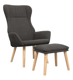 Chaise de relaxation avec repose-pied Gris foncé Tissu