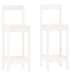 Ensemble de bar 3 pcs Blanc Bois de pin massif