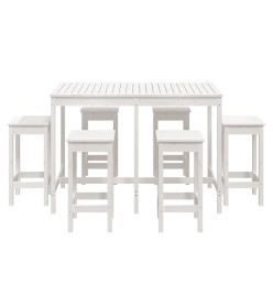 Ensemble de bar de jardin 7 pcs blanc bois de pin massif