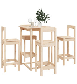 Ensemble de bar 5 pcs Bois de pin massif