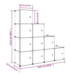 Armoire de rangement pour enfants avec 10 cubes Blanc PP