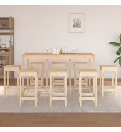 Ensemble de bar 9 pcs Bois de pin massif