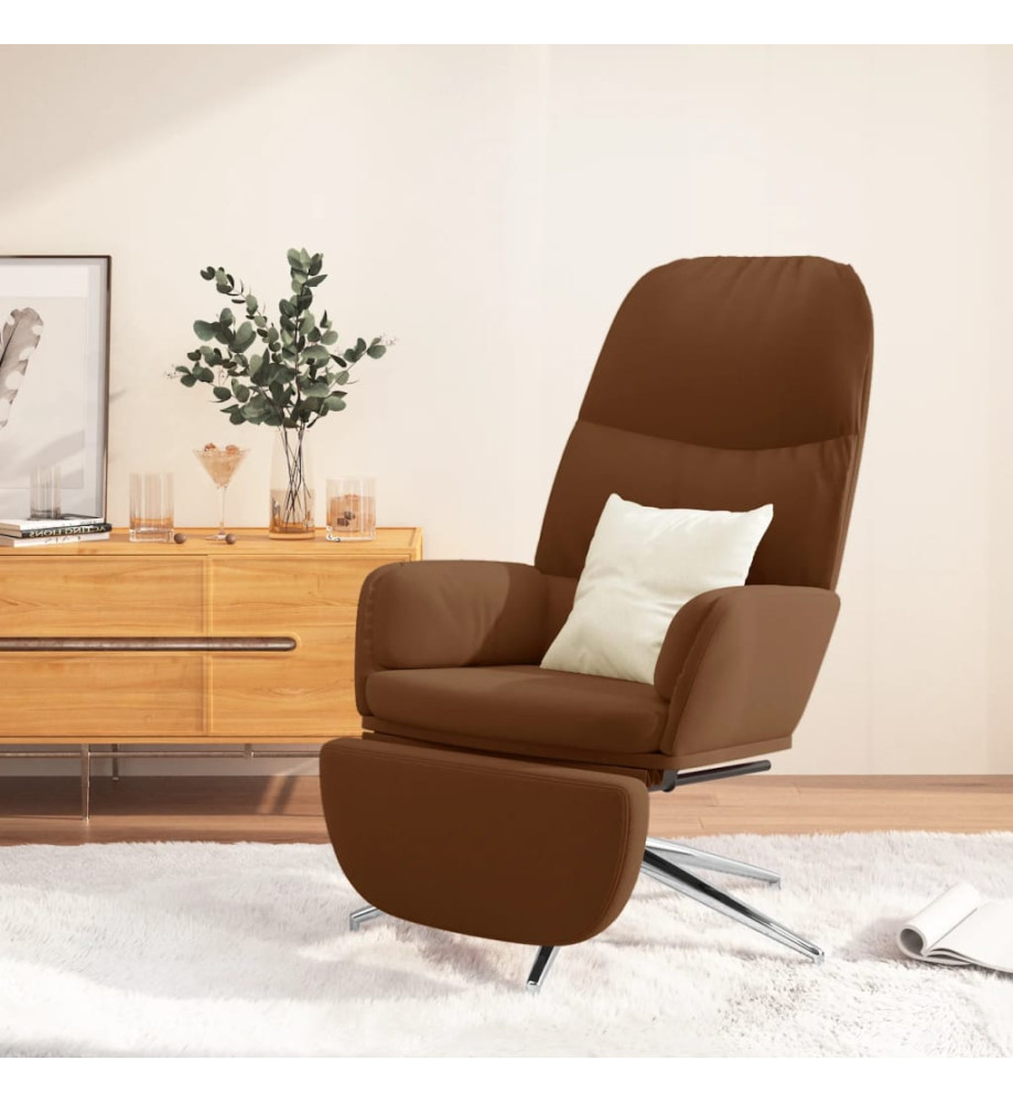 Chaise de relaxation avec repose-pied Marron Similicuir daim