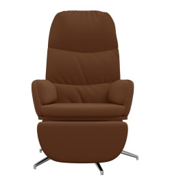 Chaise de relaxation avec repose-pied Marron Similicuir daim