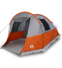 Tente de camping tunnel 4 personnes gris et orange imperméable