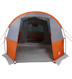 Tente de camping tunnel 4 personnes gris et orange imperméable