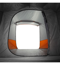 Tente de camping tunnel 4 personnes gris et orange imperméable