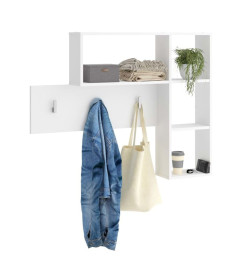 FMD Porte-manteau mural avec 4 compartiments ouverts Blanc