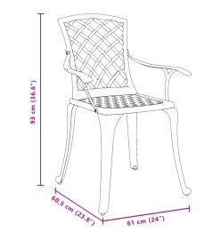 Chaises de jardin lot de 2 vert aluminium coulé