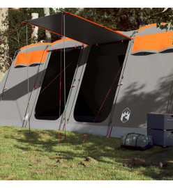 Tente de camping tunnel 10 personnes gris et orange imperméable