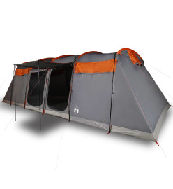 Tente de camping tunnel 10 personnes gris et orange imperméable