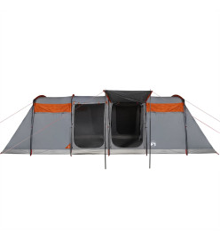 Tente de camping tunnel 10 personnes gris et orange imperméable