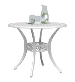 Table de jardin blanc Ø90x75 cm aluminium coulé