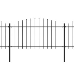 Clôture de jardin à dessus en lance Acier (1,25-1,5)x15,3m Noir