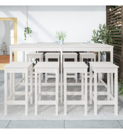 Ensemble de bar de jardin 9 pcs blanc bois de pin massif