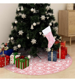 Jupe de sapin de Noël de luxe avec chaussette Rose 150 cm Tissu